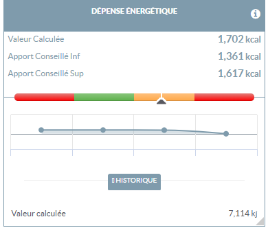indicateur sur la dépense énergétique du patient